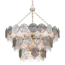 Golden 6007-32 AGS-SPG - Yep by Golden Lighting Cascada 13-light Pendant in Aegean Silver and Smoke Plated Glass